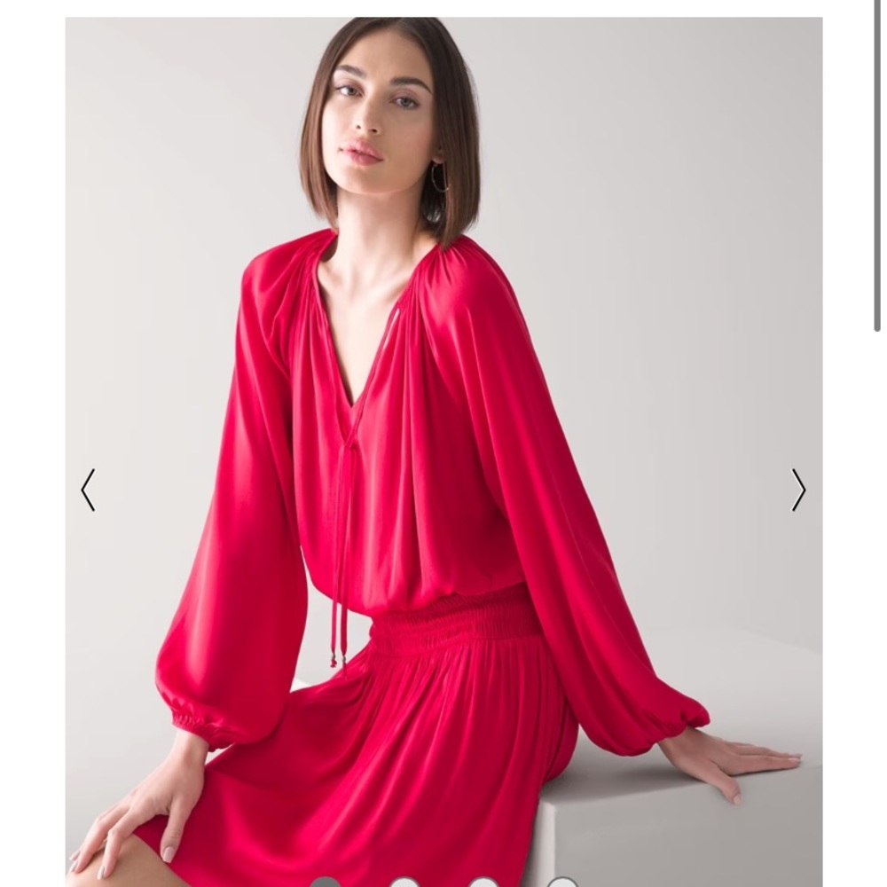 White House Black Market LS Drop Waist Blouson Dress XL BNWT